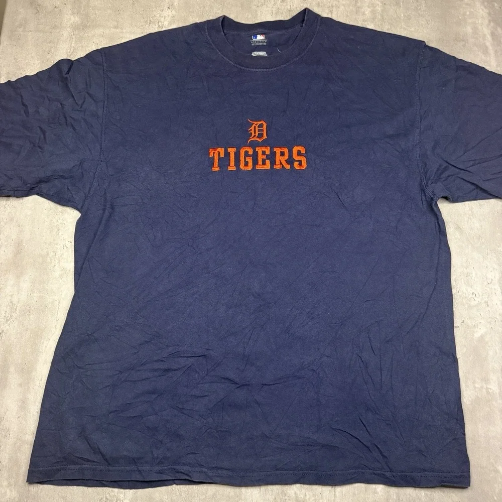 Majestic T-Shirt Men's Navy XXL Detroit Tigers Cotton Crew Neck Embroidered
